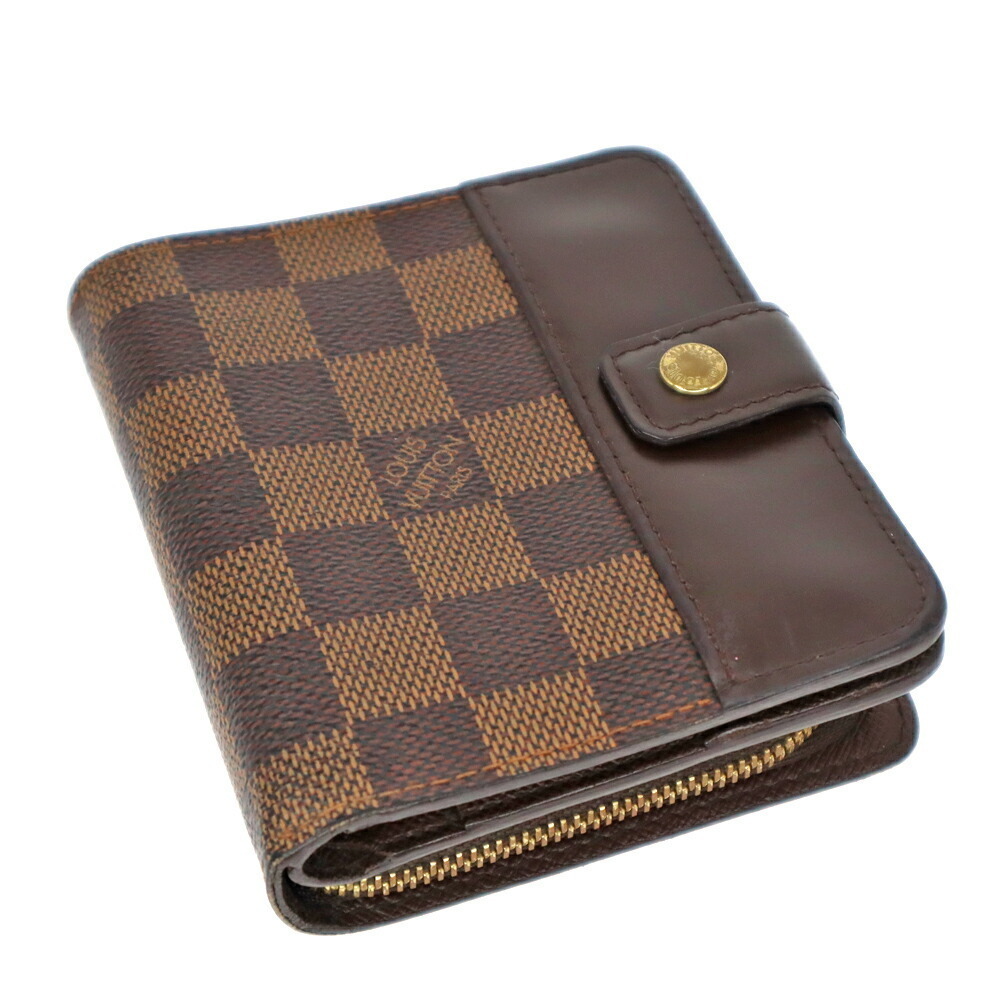 Louis Vuitton Compact Zip Folding Wallet Damier Canvas Brown
